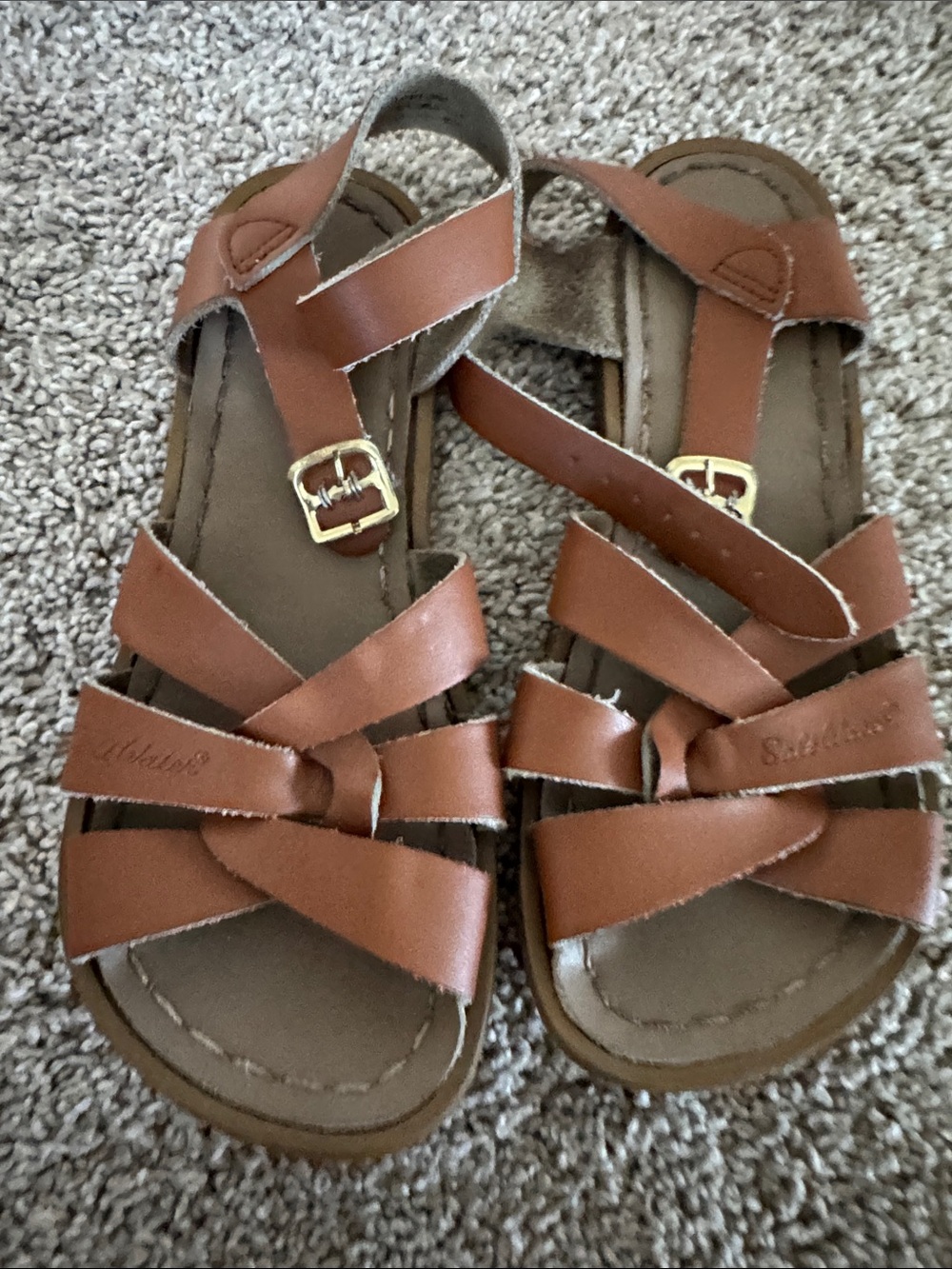 Salt Water Sandals by Hoy Tan Leather Strappy Kids Sandals